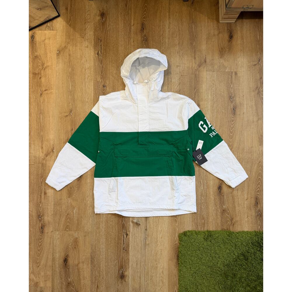 Palace x Gap Colorblock Windbreaker Anorak Jacket White Green Logo Sleeve NWT